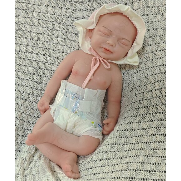 45cm Full Body Silicone Reborn Baby Dolls 6.16lbs Sleeping Newborn Baby Girl - Picture 5 of 15